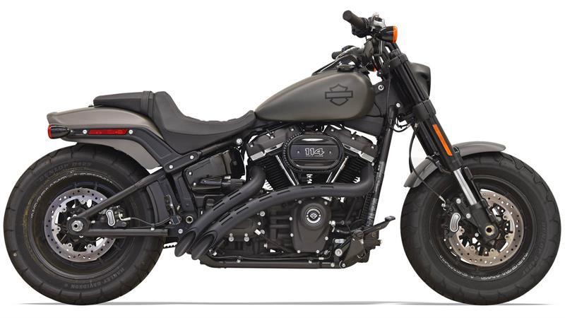 CLEARANCE Bassani Radius Sweepers for '18-24 Harley Davidson Softail Models - Slotted Heat Shield Black (Click for Fitment)