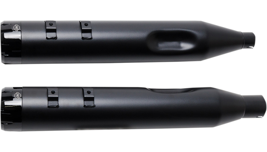 CLEARANCE S&S Cycle MK45 4.5" Slip On Mufflers for '17-Up FL Touring Models - Black with Black Thruster End Caps (1 SET IN STOCK)
