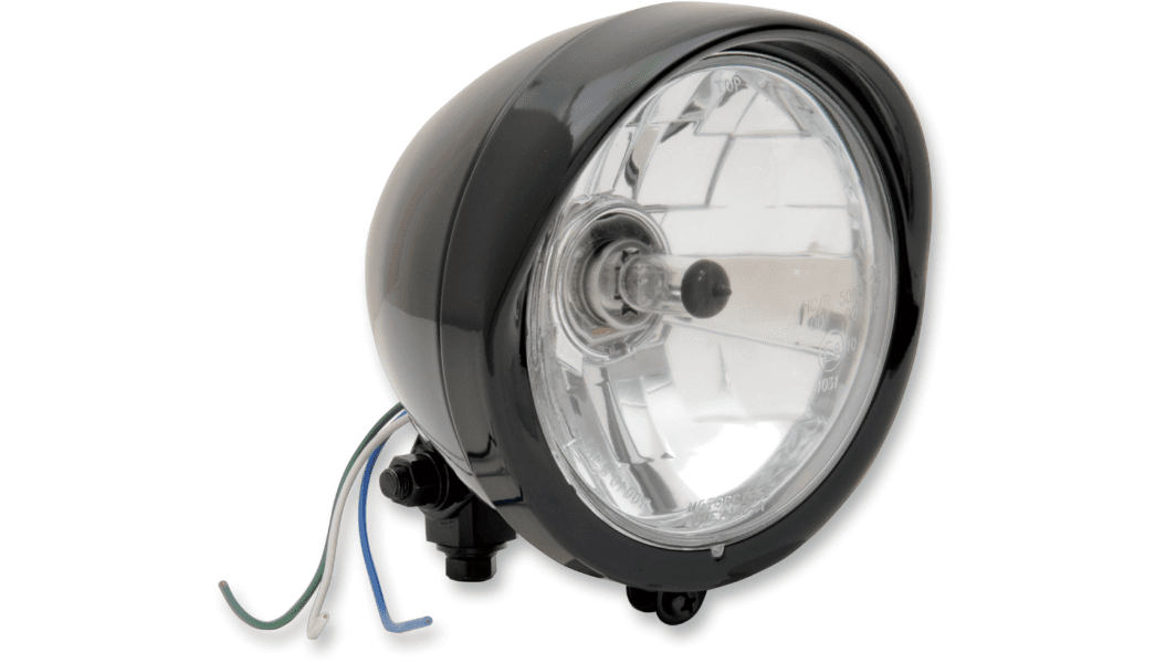 Drag Specialties Diamond Style Bottom Mount 5-3/4" Headlight with Visor Assembly (Select Finish)