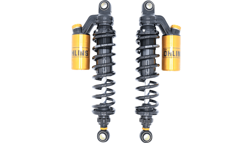 Ohlins STX 36 Fully Adjustable Blackline Shocks for '91-17 Harley Davidson Dyna Models - 13" Gold/Black