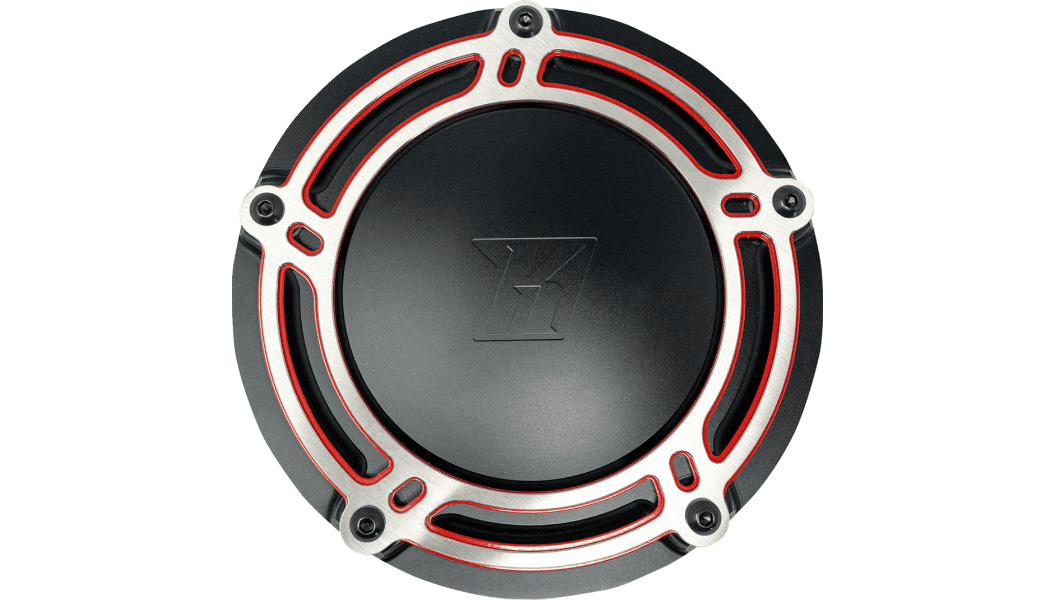 Kodlin NXL Redline Derby Cover for '17-Up Harley Davidson Touring Models - Black / Red