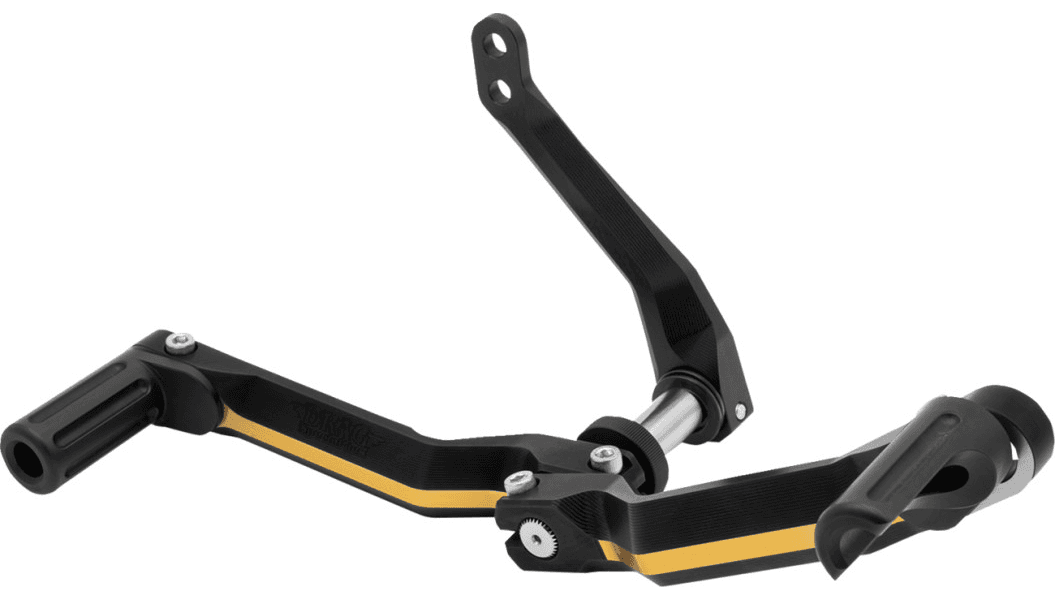 Gilles Tooling Adjustable Heel/Toe Shifter for '99-25 Harley Davidson Touring, '09-25 Trike and '00-17 FLST Softail - Black / Gold