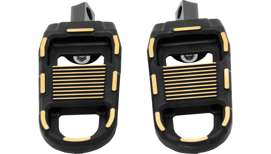 Gilles Tooling Adjustable Male Mount Footpegs for Harley Davidson Models - Black/Gold