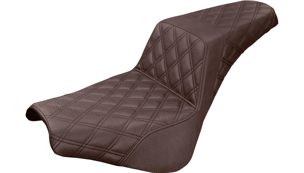 CLEARANCE Saddlemen LS Step Up Seats for '18-20 Harley Davidson Softail Street Bob, '23-24 Softail Standard 107 - Brown Full Lattice Stitch