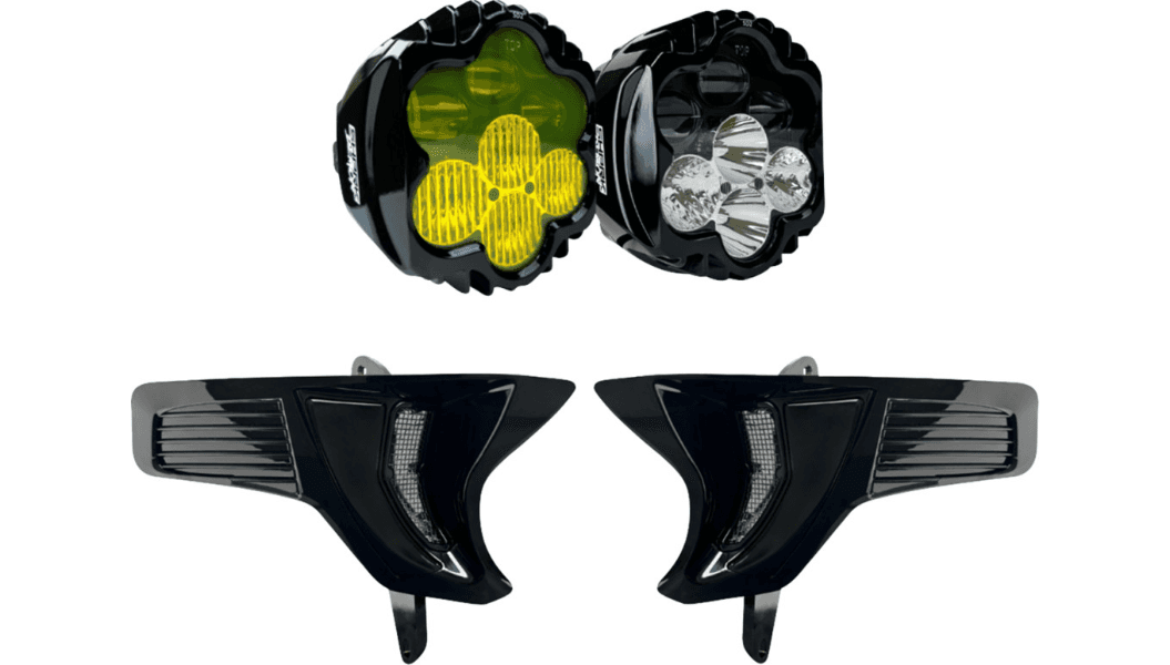 Custom Dynamics Shark Demon 2 Headlight & Fog Lamp Combo Kit with Vented Speed Plates for '23-Up Harley Davidson Road Glide FLTRX Models