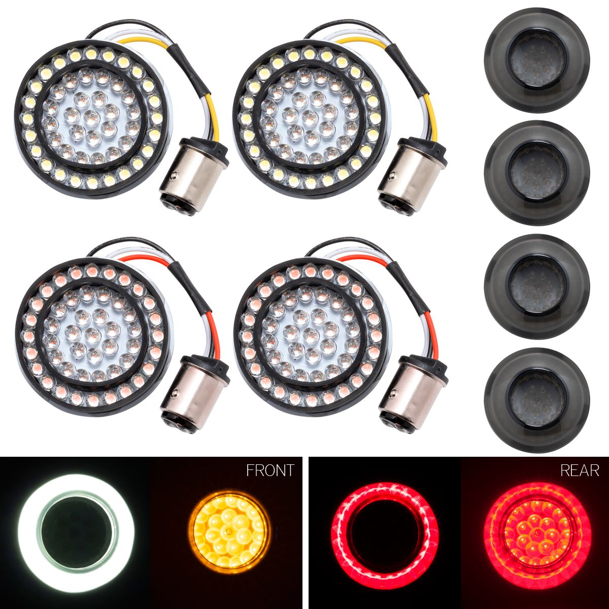 Hogworkz HALOMAKER LED Front & Rear Turn Signals for Harley-Davidson | 1157 Base, Bullet Lens