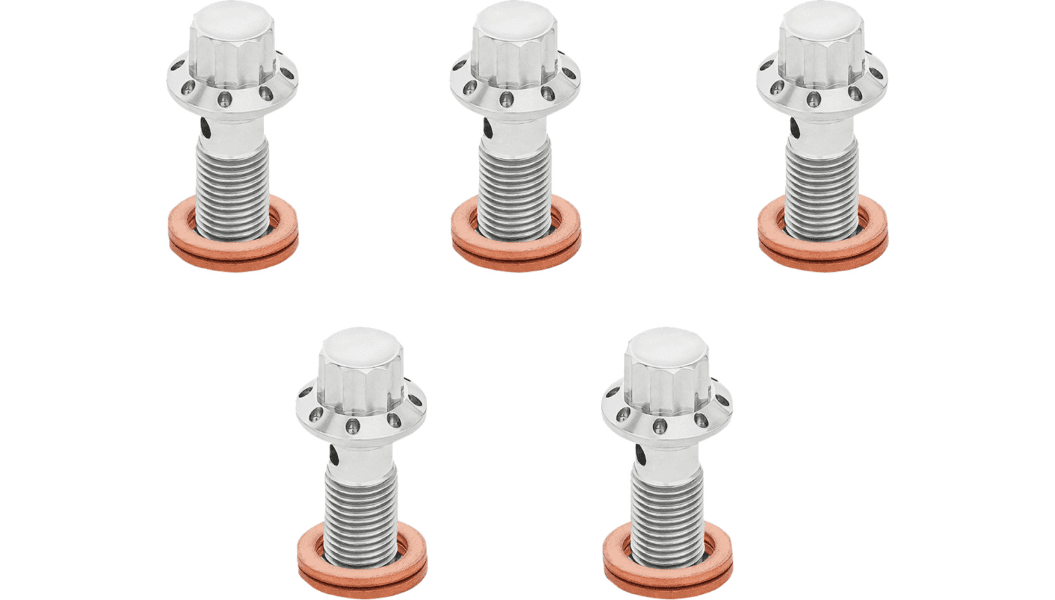 Arlen Ness Titanium 12-Point Banjo Bolts 5-Pack - M10x1.0 for '08-25 Harley Davidson Touring and '18-25 Softail Heritage (Select Finish)