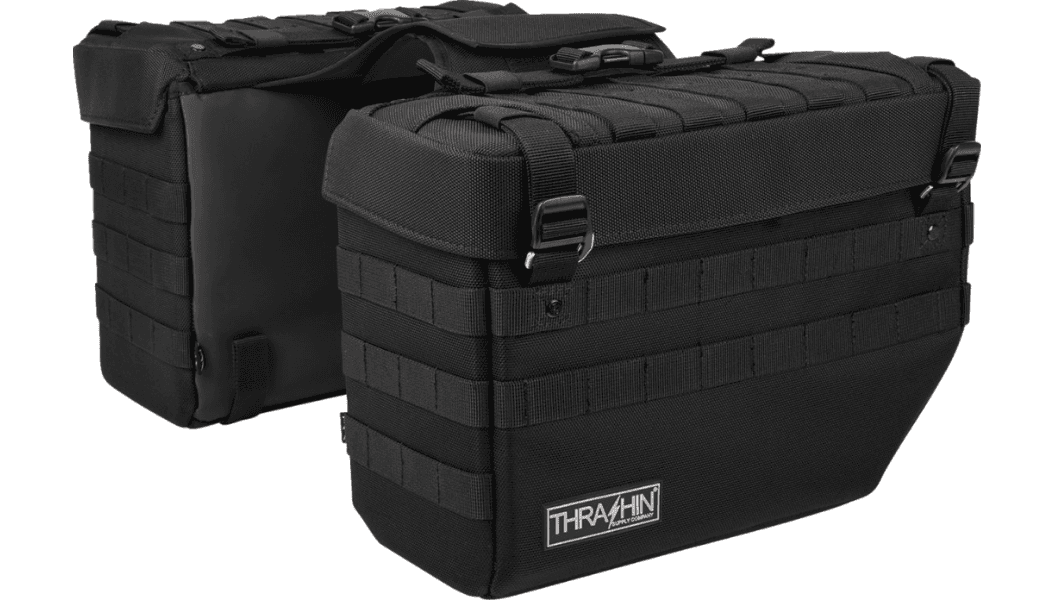 Thrashin Supply Expedition Saddlebags for Harley Davidson Softail, Dyna, FXR, XL, and Custom Models - 21 Liter