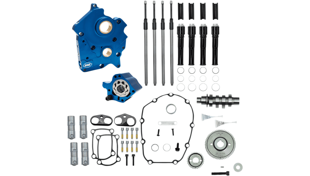 S&S Cycle 475 Gear Drive Cam Chest Kit for Oil Cooled for '17-26 Harley Davidson M8 Models - Black Pushrod Tubes 