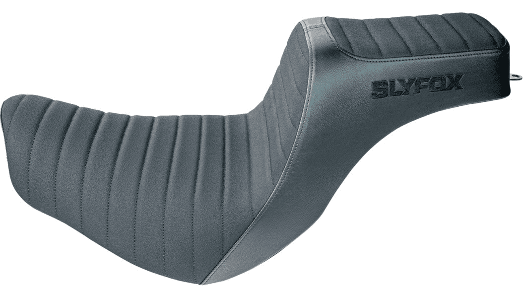 Slyfox High Noon Seat for '18-24 Harley Davidson Low Rider S/ST and Sport Glide Softail Models- Classic Stitch - Black Logo