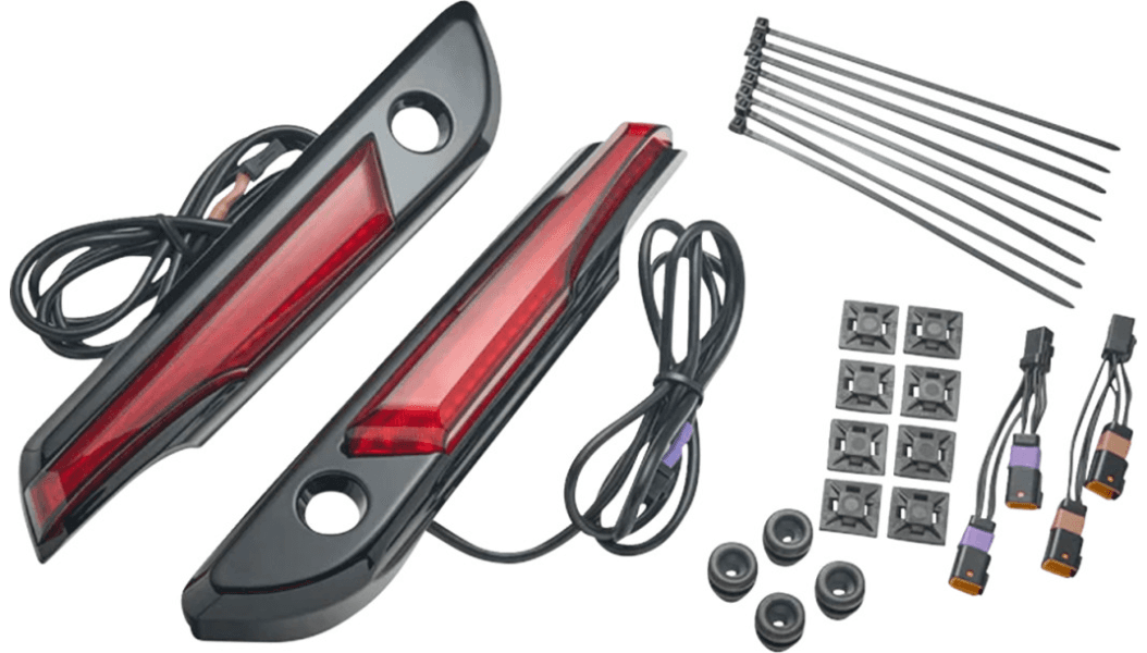 Ciro Lighted Saddlebag Hinge Covers for '24-Up Harley Davidson Touring Models (Select Lens Tint)