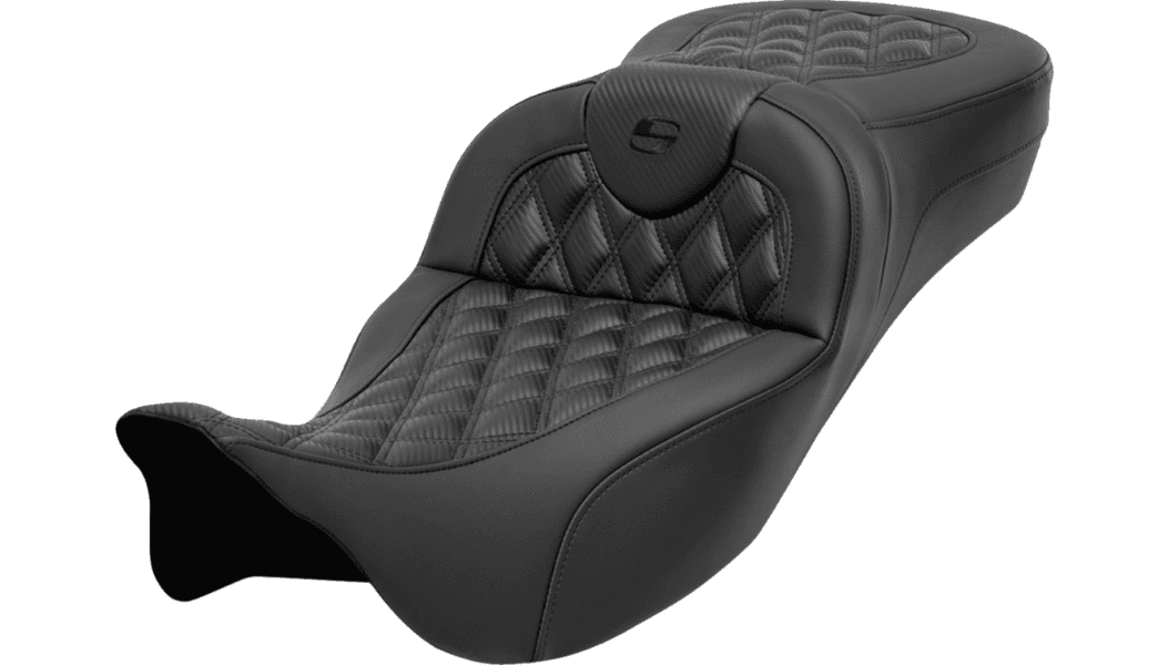 Saddlemen Extended Reach Roadsofa Seat for '08-25* Harley Davidson Touring Models - Carbon Fiber/ Lattice Stitch - Select Stitching Color (Not for '24-Up FLHX/FLTR Models or '23-Up CVO)