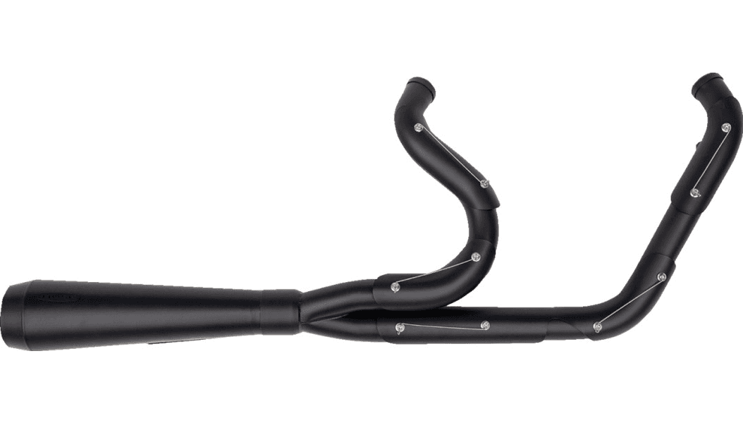 Trask Assault 2 into 1 Stainless Exhaust for '06-17 Harley Davidson Dyna - Black on Black