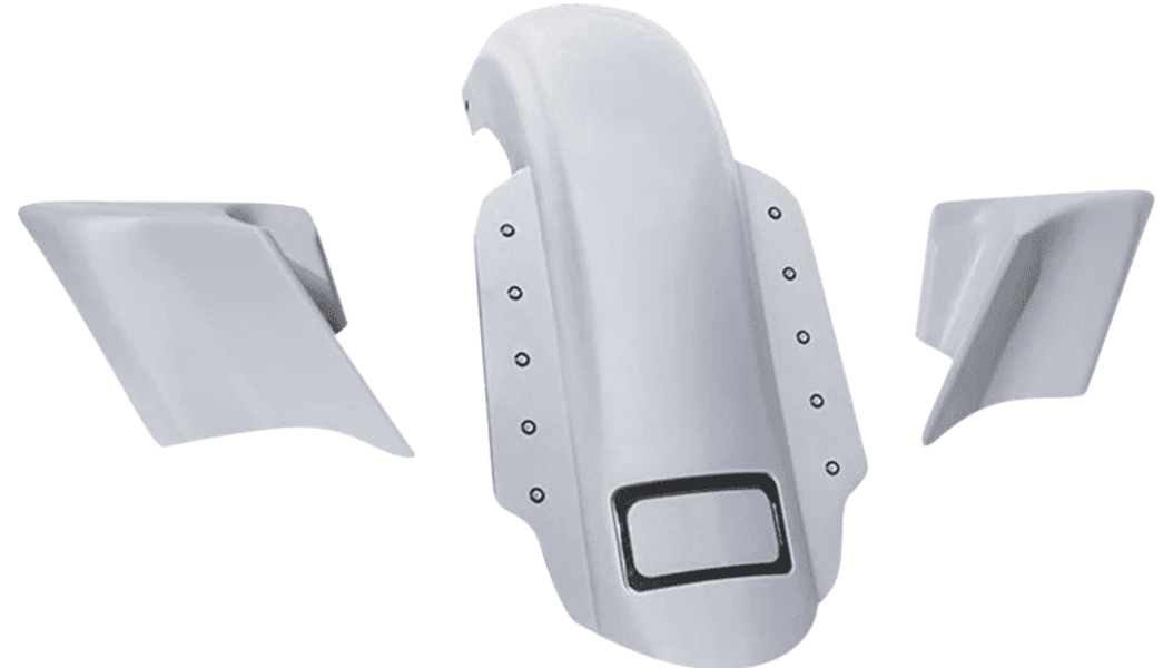 Paul Yaffe Bagger Nation Swoop Three Piece Stretched Rear Fender Kit with Side Panels and Lightning Bolts for '14-23 Harley Davidson Touring