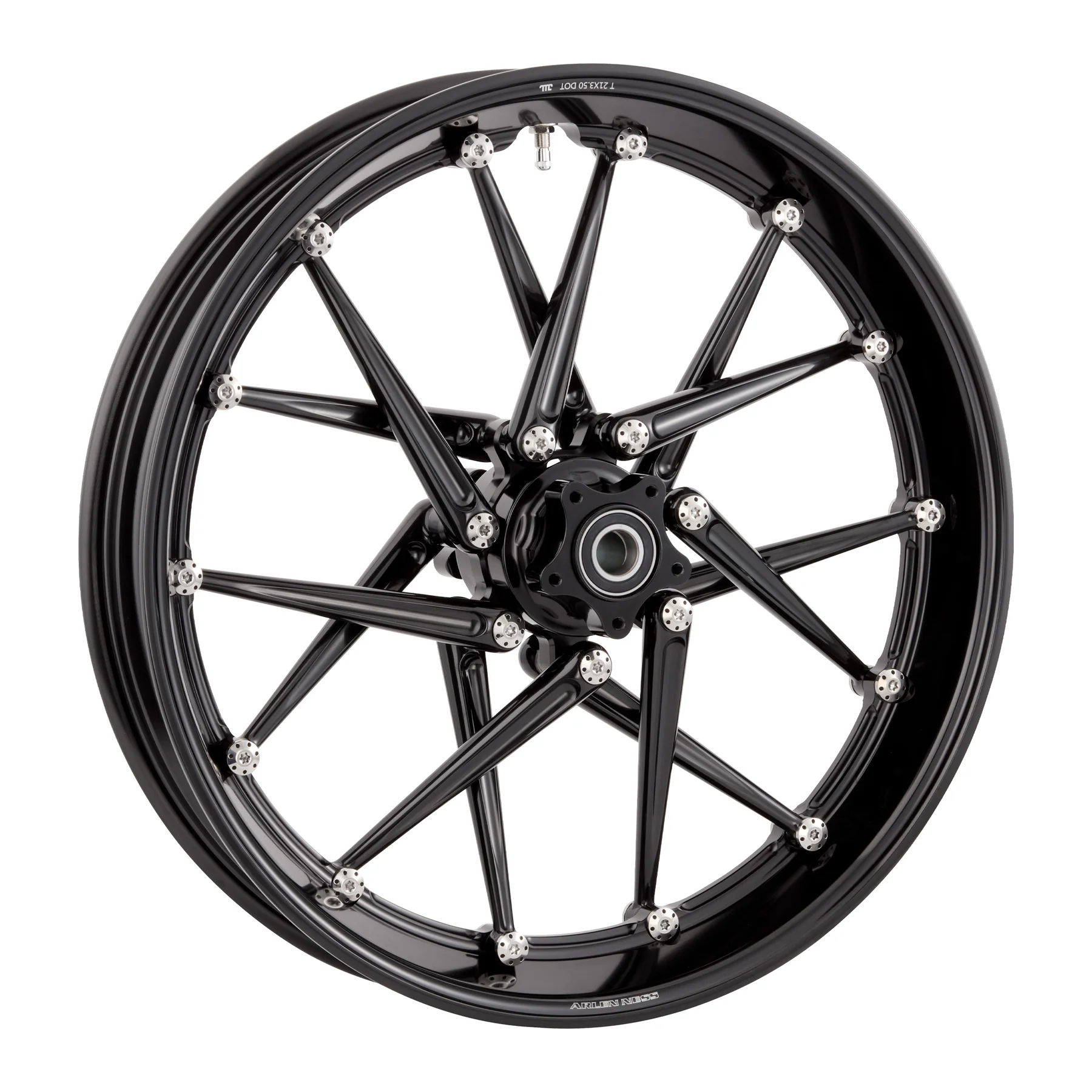 Arlen Ness Spoken Forged Wheel for Harley Davidson - Black Rim/Black Spokes - 21x3.5