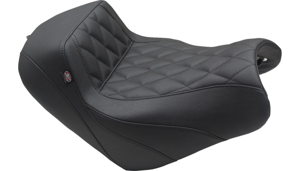 Mustang Squareback/Fastback Solo Seat for '15-23 Kawasaki Vucan/S Models - Black Diamond Stitch