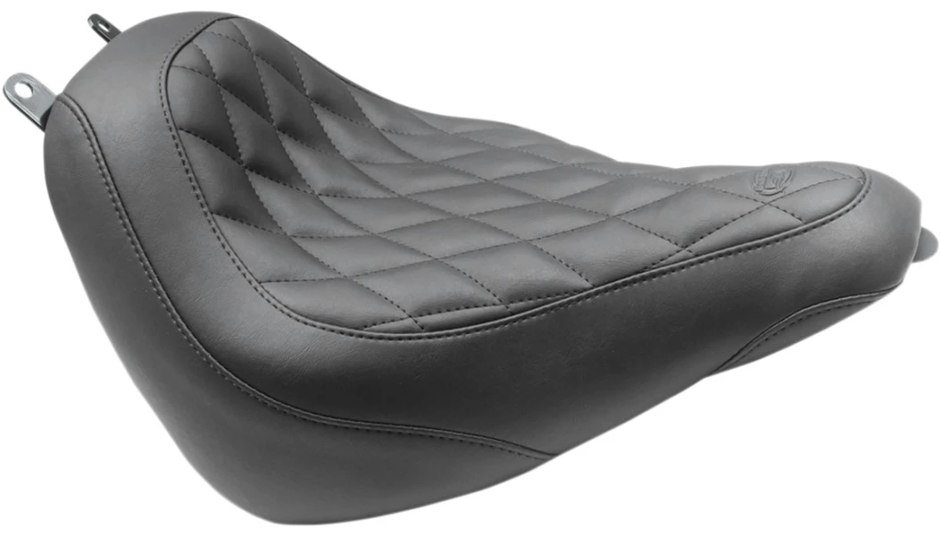 Mustang Wide Tripper Seat (without driver backrest) for '18-25 Harley Davidson Heritage and '18-20 Deluxe Models - Black Diamond Stitching