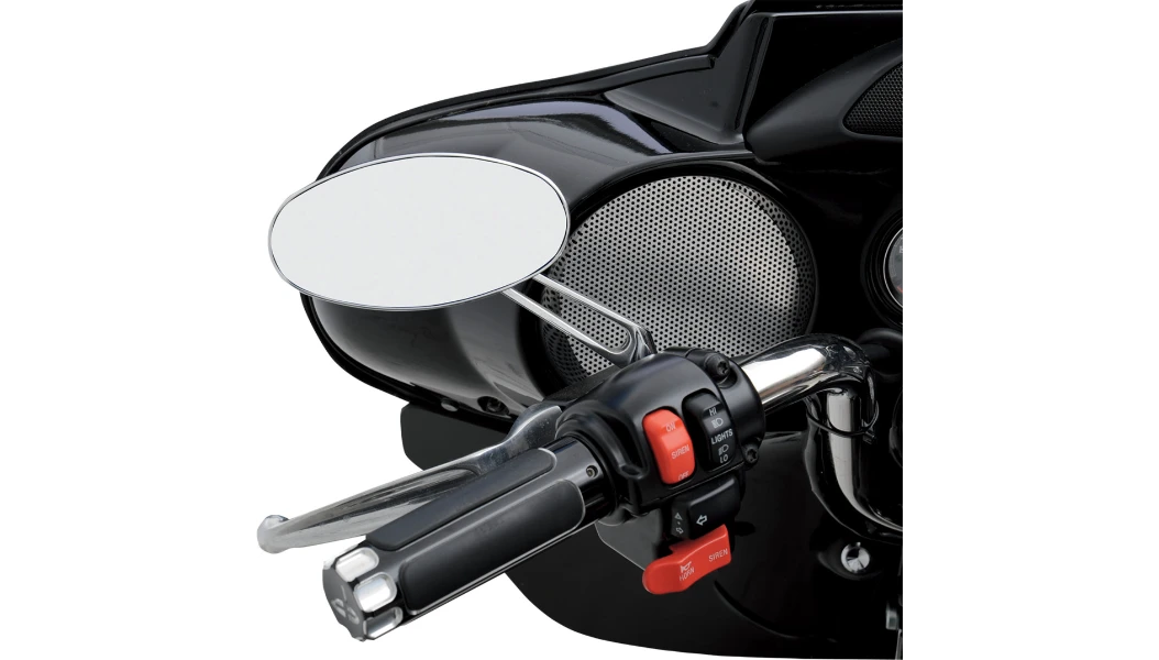 Drag Specialties Stealth I Oval Mirrors for '22-Up Harley Davidson Touring and Softail Models - Chrome