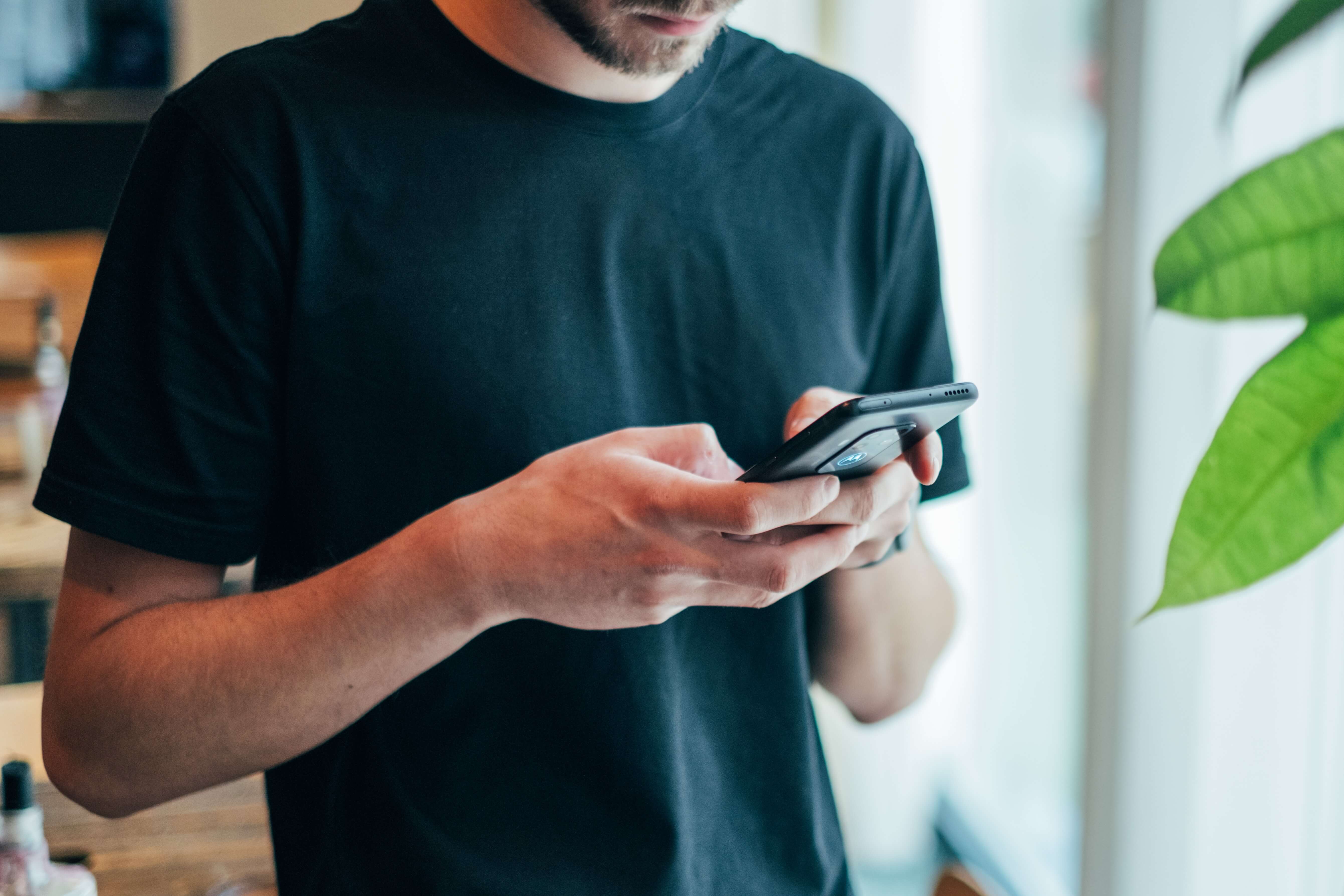 a man using a smartphone