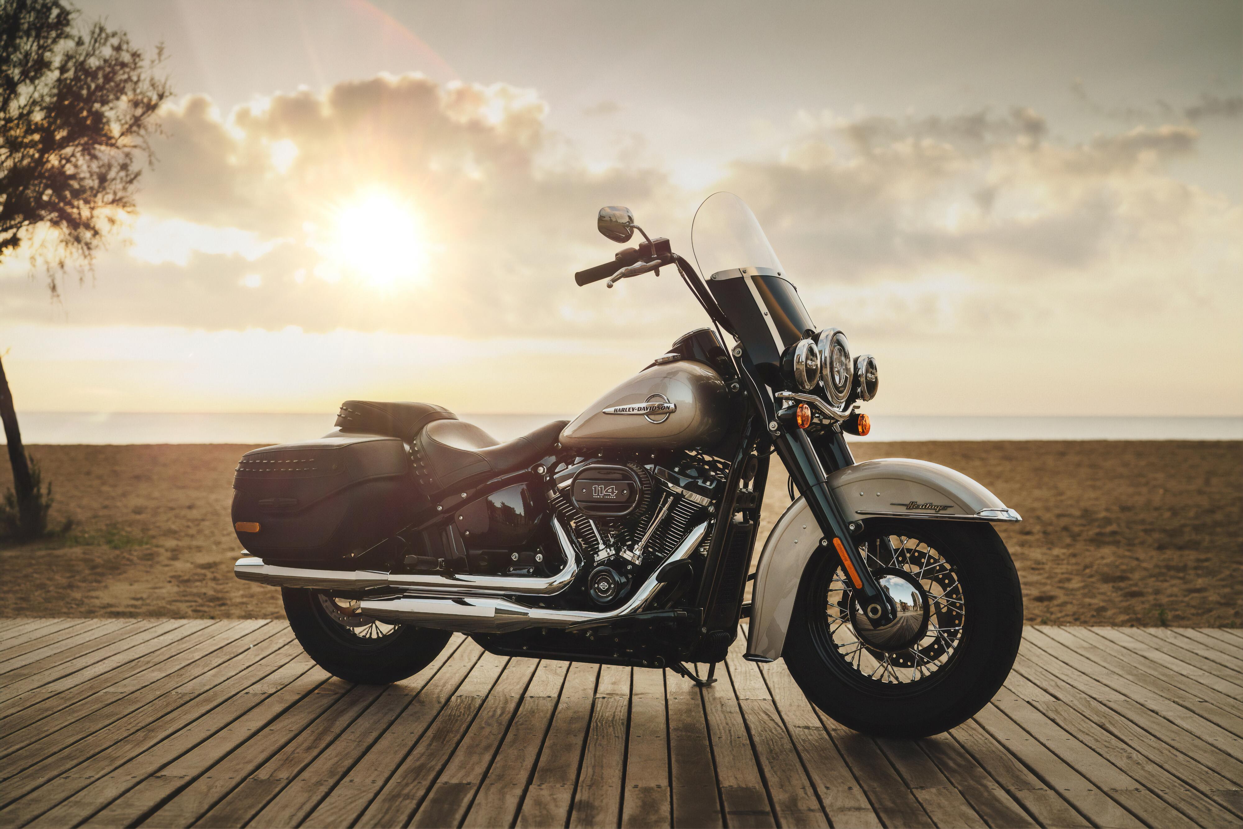 black and gray touring motorcycle with windscreen