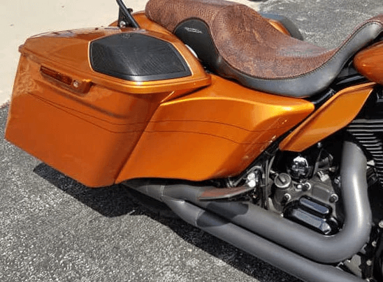 harley davidson color matched stretched saddlebags