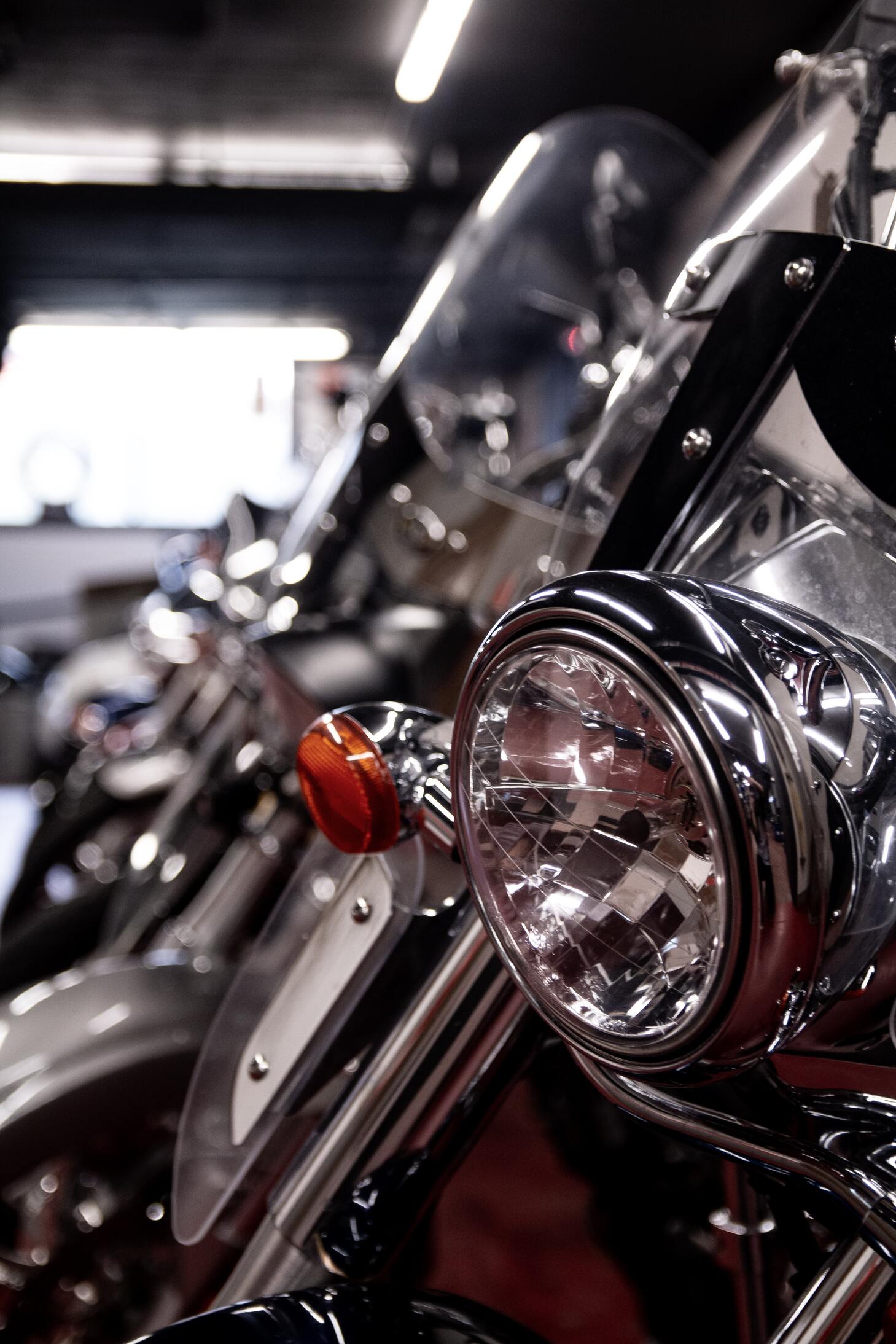 motorcycle headlight close up