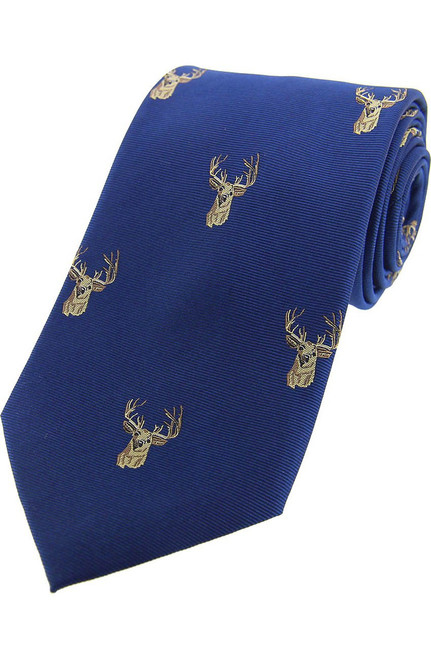 Woven Silk Stag Tie -  Blue