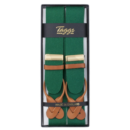 Taggs of Mayfair Luxury Braces with Leather Ends- Green