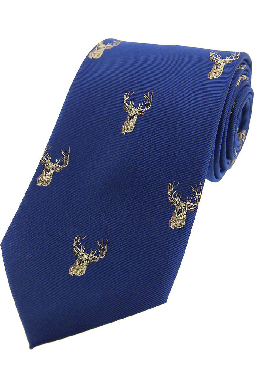 Stags on Purple Woven Silk Tie