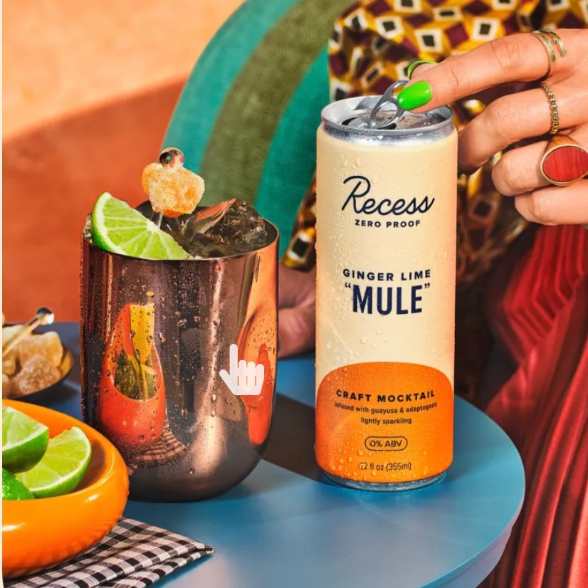 RECESS Ginger Lime Mule Mocktail with uplifting guayusa and adaptogens