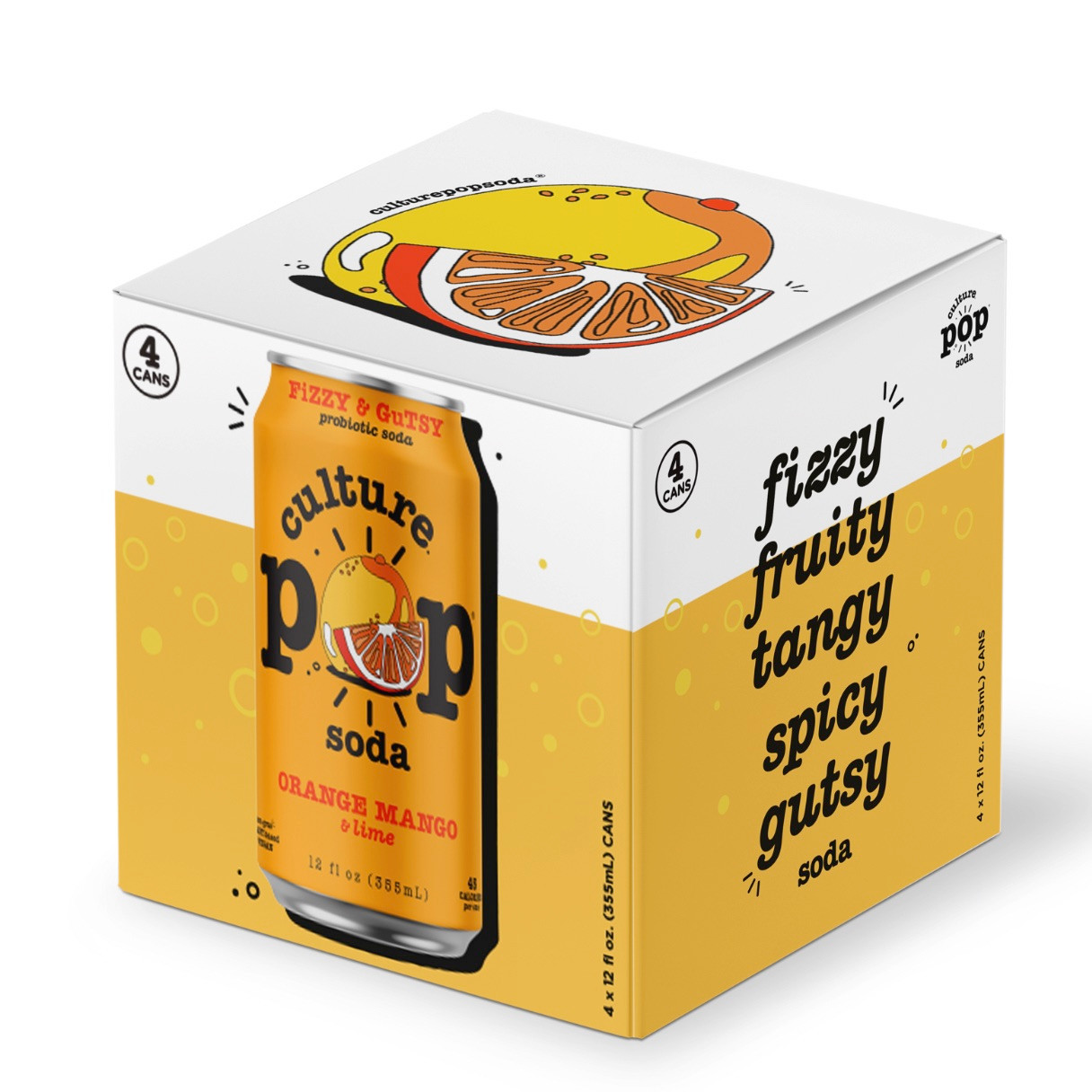 CULTURE POP Orange Mango Probiotic Soda 4pk