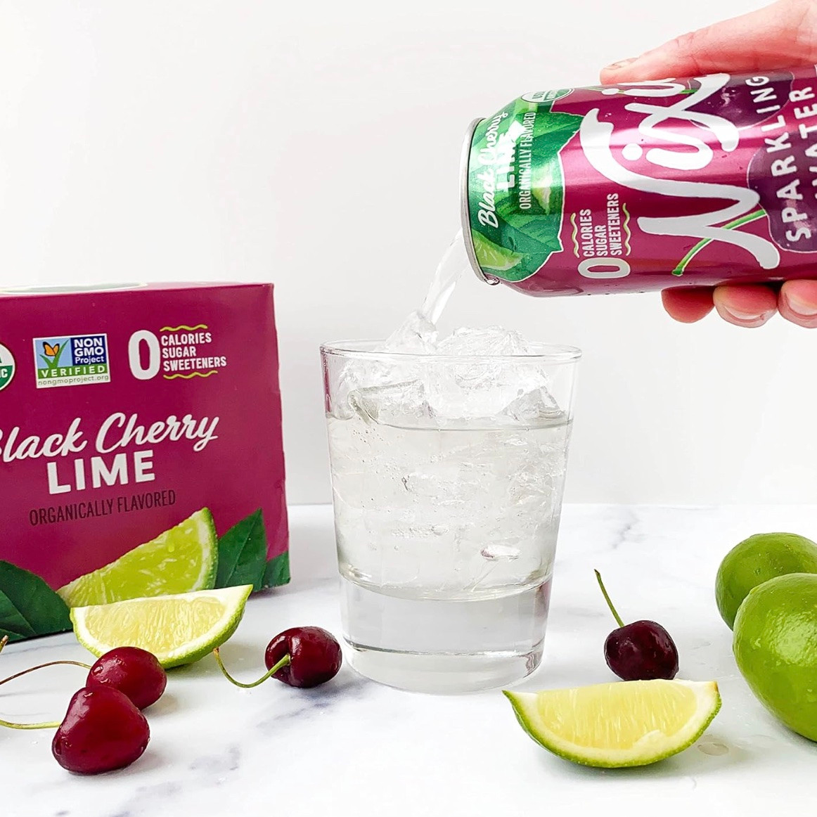 NIXIE Black Cherry Lime Sparkling Water 8ct