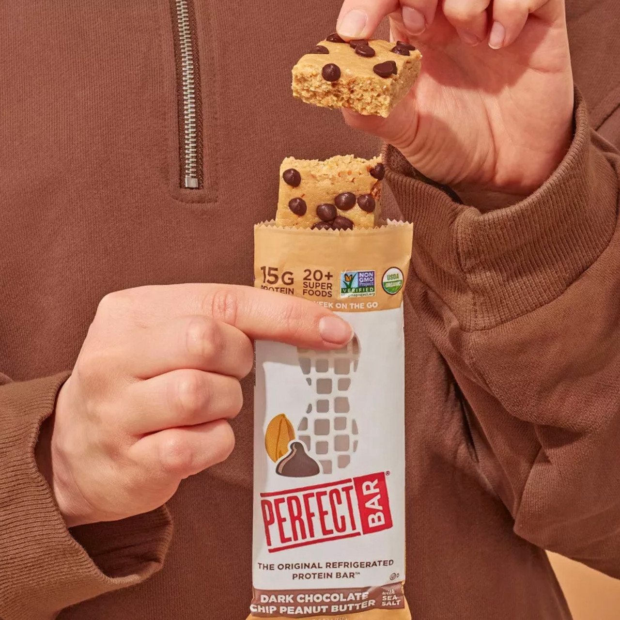PERFECT FOODS Dark Chocolate Peanut Butter Bar with Sea Salt