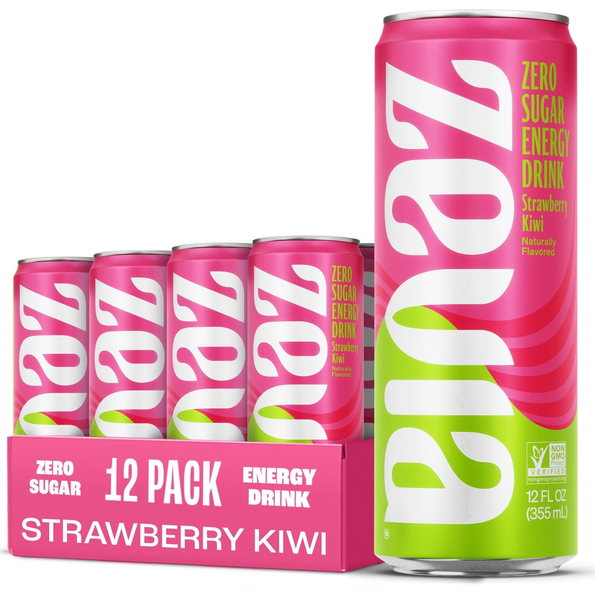 Strawberry Kiwi Energy Drink - 12 fl oz | Zevia