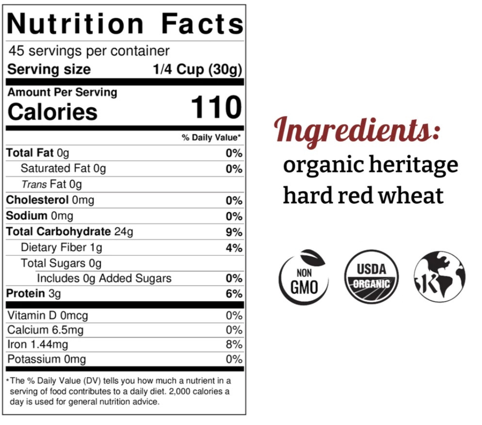 NUTRITION FACTS ALL PURPOSE WHITE FLOUR visual data 2