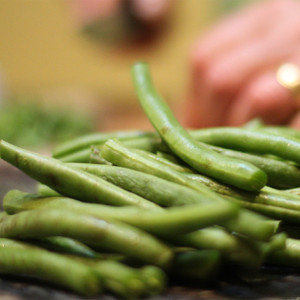 Green Beans on Cutting Board