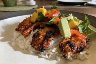Chili-Rubbed Chicken with Avocado-Mango Salsa