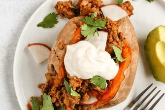 Chili Stuffed Sweet Potatoes