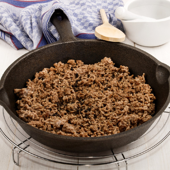 Lean Ground Beef Browning in Pan