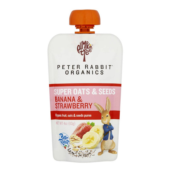 Peter Rabbit Organics Fruit Puree, Super Oats and Seeds, Banana Strawberry