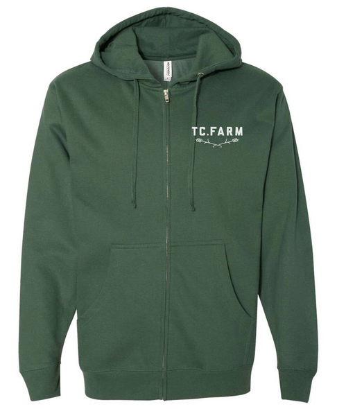 TC Farm Zip Up Sweatshirt in Alpine Green