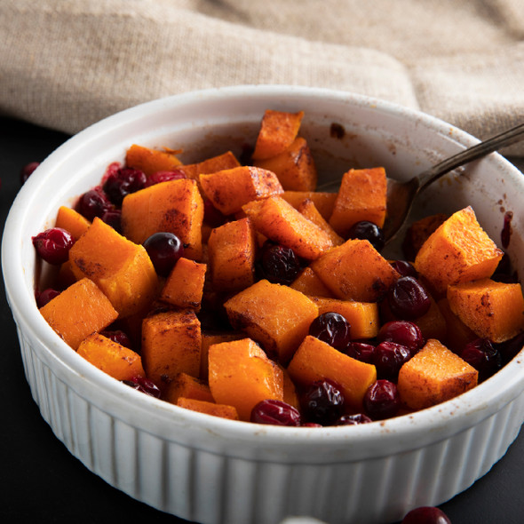 Maple Glazed Sweet Potatoes with Cranberries
