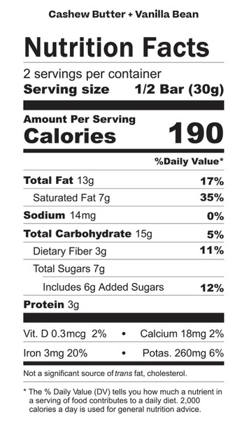 Chocolate Bar - Cashew Vanilla - 2.1oz