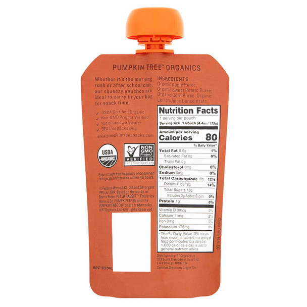 Peter Rabbit Organics Fruit Puree, Apple, Sweet Potato and Corn - 4.4oz