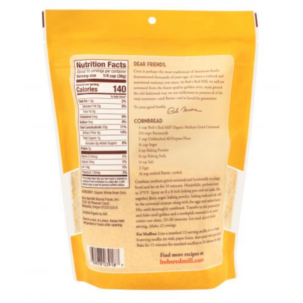 Organic Medium Grind Cornmeal - 24oz