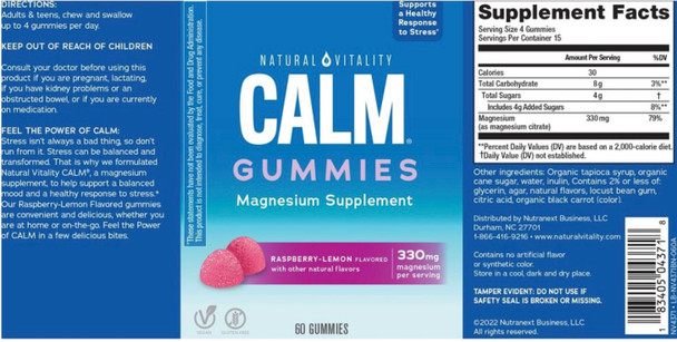 Raspberry Lemon Magnesium Citrate Gummies - 60ct