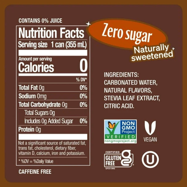 Zero Calorie Ginger Root Beer Soda - 12pk