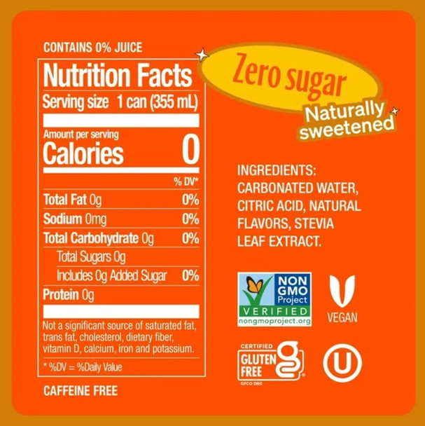 Zero Calorie Orange Soda - 12pk