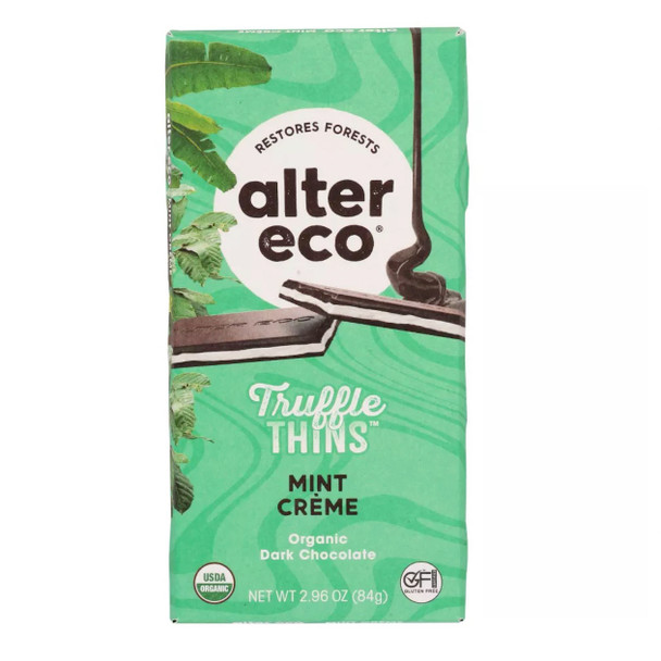 Organic Truffle Thins Mint Creme Dark Chocolate Bar - 2.96oz