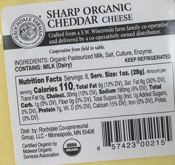 Sharp Cheddar Cheese - avg 0.5lb